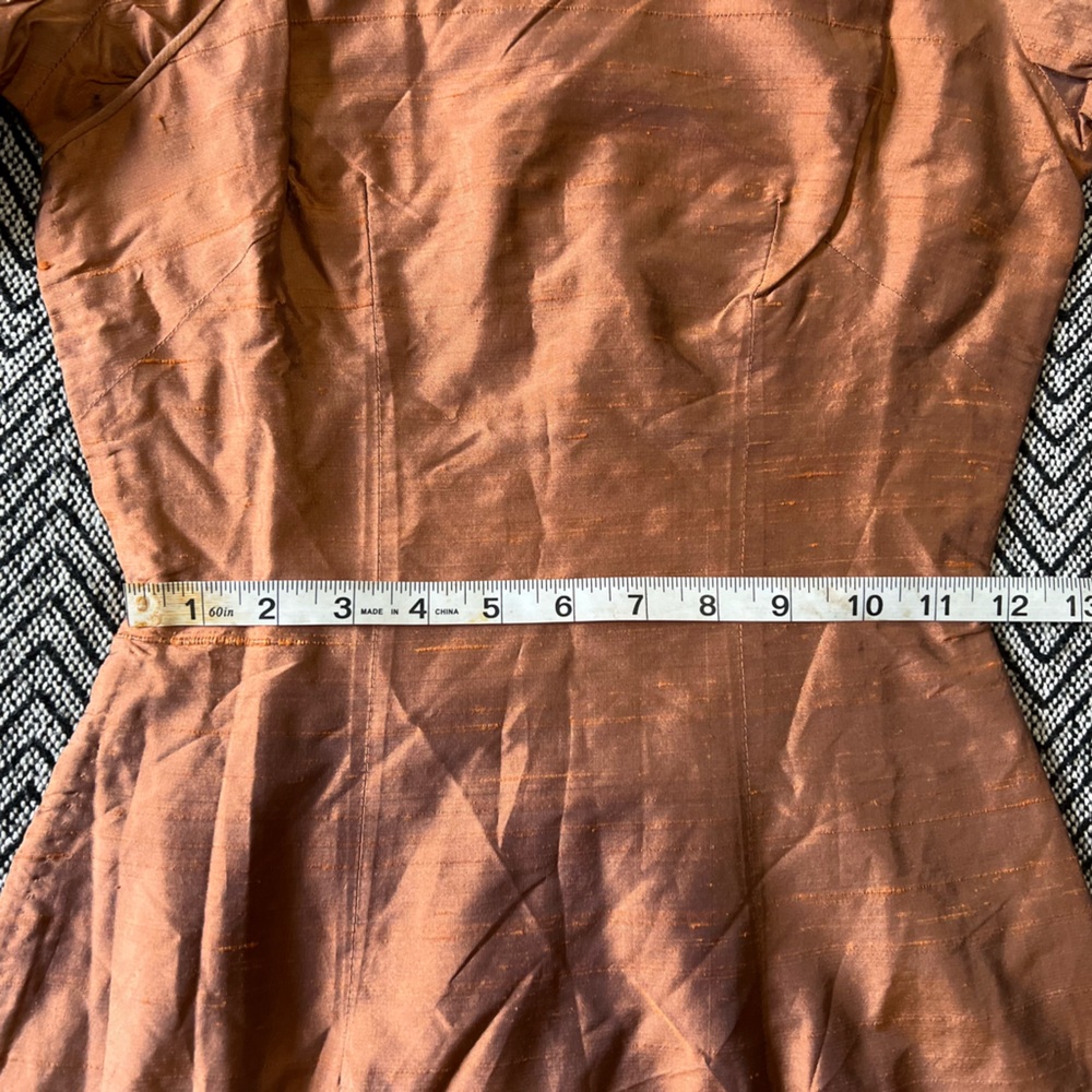 Vintage 1960s Copper cheongsam Dress XXS - Picture 8 of 9
